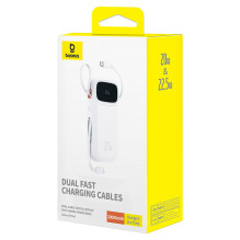 Baseus Qpow2 20000mAh 22.5W Powerbank with Dual Cable with Digital Display + Baseus Simple USB-C 3A Cable 0.3m (White) -