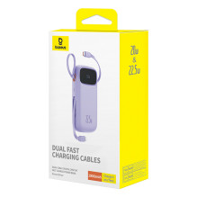 Baseus Qpow2 20000mAh 22.5W Powerbank with Dual Cable with Digital Display + Baseus Simple USB-C 3A Cable 0.3m (White) -