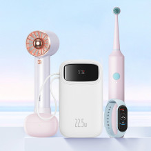 Baseus Qpow2 20000mAh 22.5W Powerbank with Dual Cable with Digital Display + Baseus Simple USB-C 3A Cable 0.3m (White) -