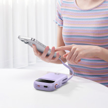 Baseus Qpow2 20000mAh 22.5W Powerbank with Dual Cable with Digital Display + Baseus Simple USB-C 3A Cable 0.3m (White) -