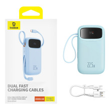 Baseus Qpow2 20000mAh 22.5W Powerbank with Dual Cable with Digital Display + Baseus Simple USB-C 3A Cable 0.3m (White) -
