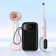 Baseus Qpow2 20000mAh 22.5W Powerbank with Dual Cable with Digital Display + Baseus Simple USB-C 3A Cable 0.3m (Black) -