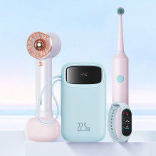 Baseus Qpow2 20000mAh 22.5W Powerbank with Dual Cable with Digital Display + Baseus Simple USB-C 3A Cable 0.3m (White) -