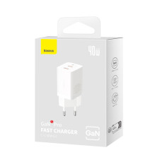 Ładowarka sieciowa Baseus GaN5 Pro 40W 2xUSB-C - biała