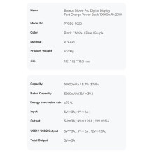 Baseus Bipow Pro Power Bank 10000mAh 20W Purple with USB Type A - USB Type C 3A 0.3m Cable (PPBD040205)