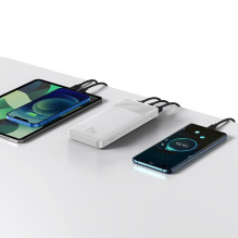 Baseus Bipow powerbank with display 10000mAh 15W white (Overseas Edition) + USB-A - Micro USB cable 0.25m white (PPBD050