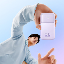 „Baseus Comet“ serijos maitinimo blokas su ekranu 20 000 mAh 22,5 W - violetinė + USB-A / USB-C laidas