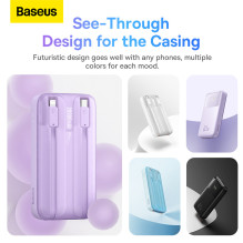 „Baseus Comet“ serijos maitinimo blokas su ekranu 20 000 mAh 22,5 W - violetinė + USB-A / USB-C laidas