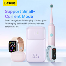 „Baseus Comet“ serijos maitinimo blokas su ekranu 20 000 mAh 22,5 W - violetinė + USB-A / USB-C laidas
