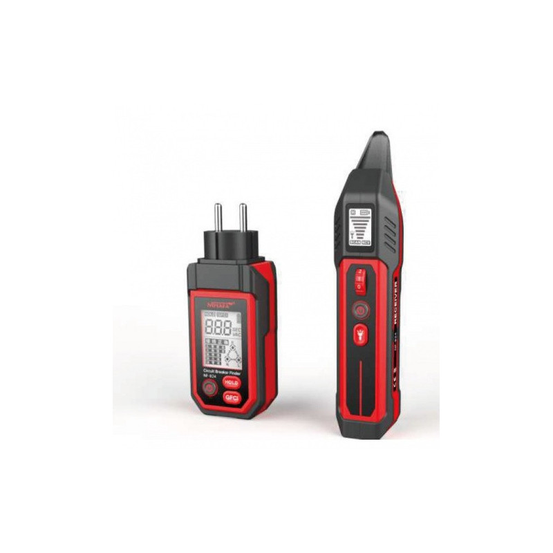 Circuit breaker identifier with GFCI (ground fault current) tester for sockets