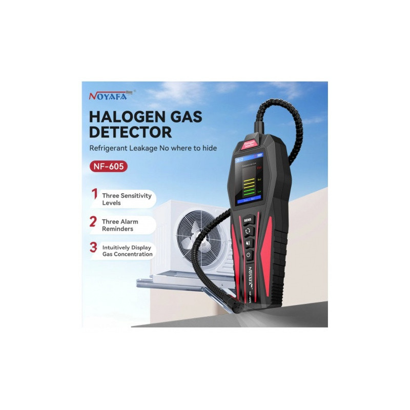 Halogēna gāzes detektors - precīza aukstuma vielu noplūžu noteikšana ar 360° zondi un signalizāciju