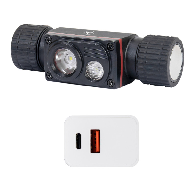 PNI Adventure F80 Dual LED headlamp, 1000 lm, 6W, 2200 mAh, IP68, package includes the PNI CHG300 power supply
