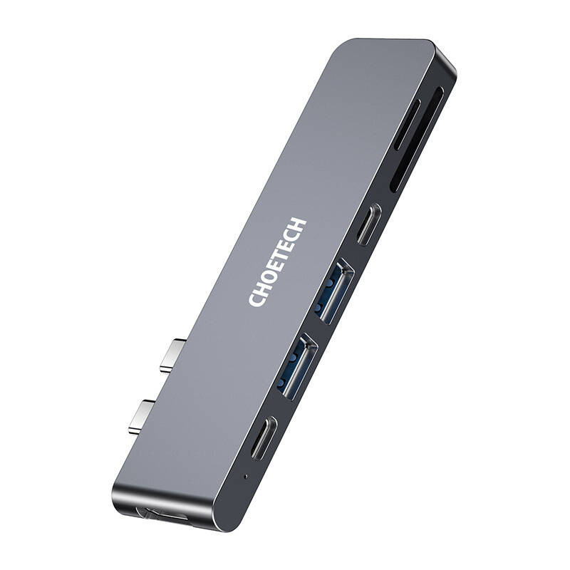 „Choetech HUB-M14“ prijungimo stotelė, skirta „Macbook Pro“, 7-in-2, USB-C, „Thunderbolt 3“ (sidabrinė)