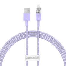 Greito įkrovimo laidas Baseus USB-A į Lightning Explorer Series 1m 2.4A (violetinis)
