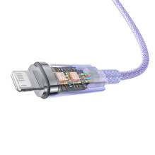 Greito įkrovimo laidas Baseus USB-A į Lightning Explorer Series 1m 2.4A (violetinis)