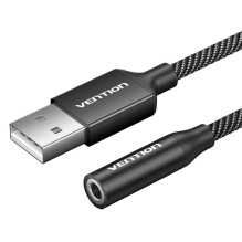 Vieno prievado USB išorinė garso plokštė „Vention Gome“ 1 m (juoda)