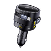 Baseus Enjoyment Max car charger with USB-C+USB-C cables and USB-A+USB-C ports 90W Black