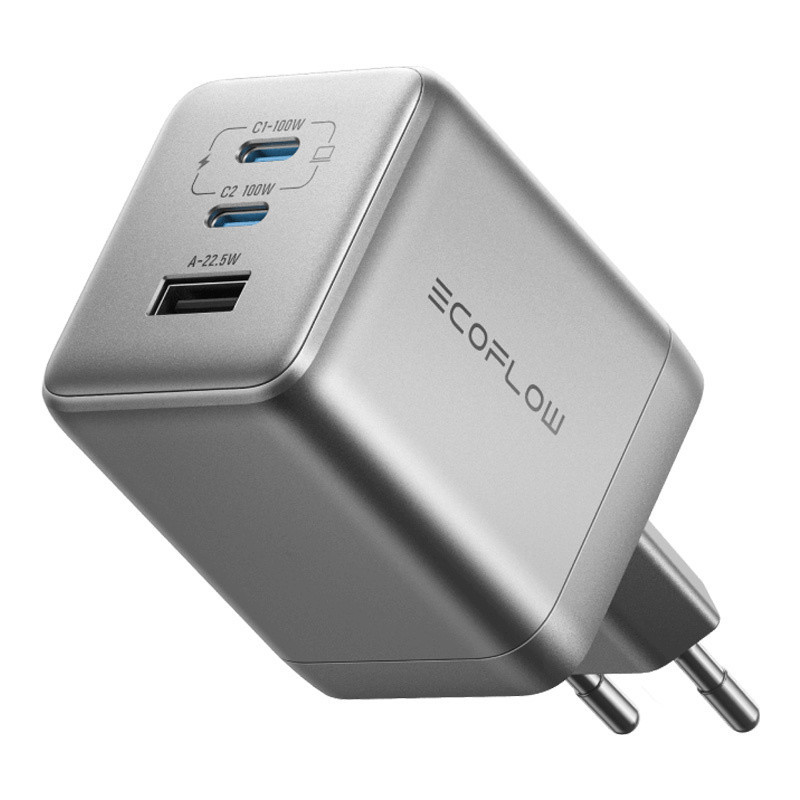 „EcoFlow RAPID Pro“ 100 W tinklo įkroviklis, 2 x USB-C, 1 x USB-A, GaN