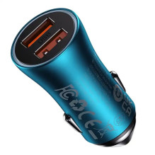 Baseus Golden Contactor Max car charger, 2x USB, 60W (blue)