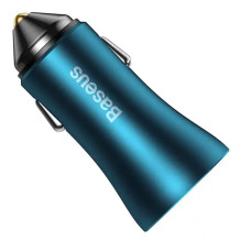 „Baseus Golden Contactor Max“ automobilinis įkroviklis, 2x USB, 60W (mėlynas)