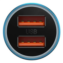 „Baseus Golden Contactor Max“ automobilinis įkroviklis, 2x USB, 60W (mėlynas)