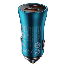 Baseus Golden Contactor Max car charger, 2x USB, 60W (blue)