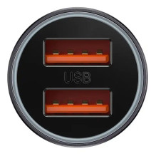 „Baseus Golden Contactor Max“ automobilinis įkroviklis, 2x USB, 60W (pilkas)