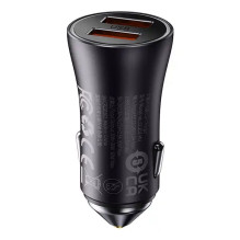 „Baseus Golden Contactor Max“ automobilinis įkroviklis, 2x USB, 60W (pilkas)