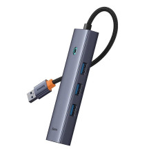 4in1 šakotuvas Baseus UltraJoy USB-A į USB 3.0 + RJ45 (pilkas)