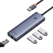 4in1 Hub Baseus UltraJoy USB-A to USB 3.0 + RJ45 (space grey)