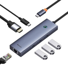 6in1 Hub Baseus UltraJoy USB-C do HDMI4K@30Hz1+3xUSB 3.0+PD+RJ45 (space grey)
