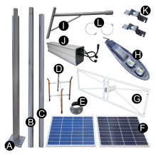 PNI SL802 street lighting pole with two 160W photovoltaic panels, 50W projector with 2 LEDs, 60Ah battery and mounting p PNI SL802 street lighting pole with two 160W photovoltaic panels, 50W projector with 2 LEDs, 60Ah battery and mounting p