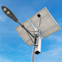 PNI SL802 street lighting pole with two 160W photovoltaic panels, 50W projector with 2 LEDs, 60Ah battery and mounting p PNI SL802 street lighting pole with two 160W photovoltaic panels, 50W projector with 2 LEDs, 60Ah battery and mounting p