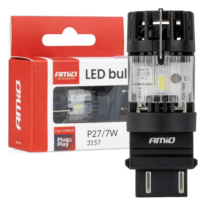 Żarówka LED LumiTec 3157 P27 / 7W 12V FULL CANBUS biała AMIO-04691