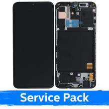 Screen for Samsung A405 2019 A40 black with frame (Service Pack)