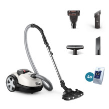 Vacuum Cleaner, PHILIPS, Performer LED 8000 Series, Bagged / For carpets, 900 Watts, Noise 75 dB, White, Weight 5.3 kg, 