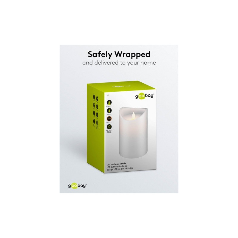 LED gaismas īsta vaska svece ar liesmas imitāciju, 10 x 15 cm.