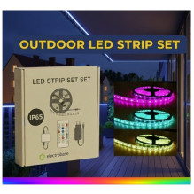 3 m lauko drėgmei atspari spalvinga RGB 12V LED juosta su nuotolinio valdymo pultu, 14,4 W/m, IP65