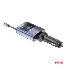 Car FM Transmitter 1×USB-A 1×USB-C 12V 24V AMIO-04656