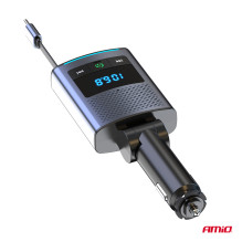 Car FM Transmitter 1×USB-A 1×USB-C 12V 24V AMIO-04656