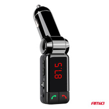 Automobilinis FM siųstuvas sulankstomas 2×USB-A 12V 24V AMIO-04650