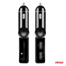 Automobilinis FM siųstuvas sulankstomas 2×USB-A 12V 24V AMIO-04650
