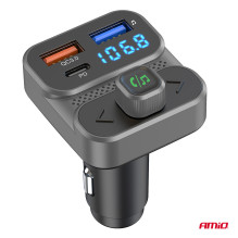 Car FM transmitter 2×USB-A 1×USB 12V 24V AMIO-04649