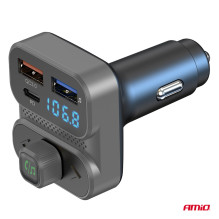 Car FM transmitter 2×USB-A 1×USB 12V 24V AMIO-04649