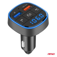 Automobilinis FM siųstuvas 2×USB-A 12V 24V AMIO-04648