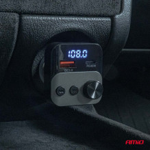 Car FM Transmitter 1×USB-A 1×USB-C 12V 24V AMIO-04647