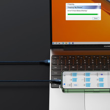 „Baseus“ blykstės serija Ⅱ 3in1 greito įkrovimo laidas USB-A į USB-C / mikro USB / Lightning 66 W 480 Mbps 1,2 m mėlynas