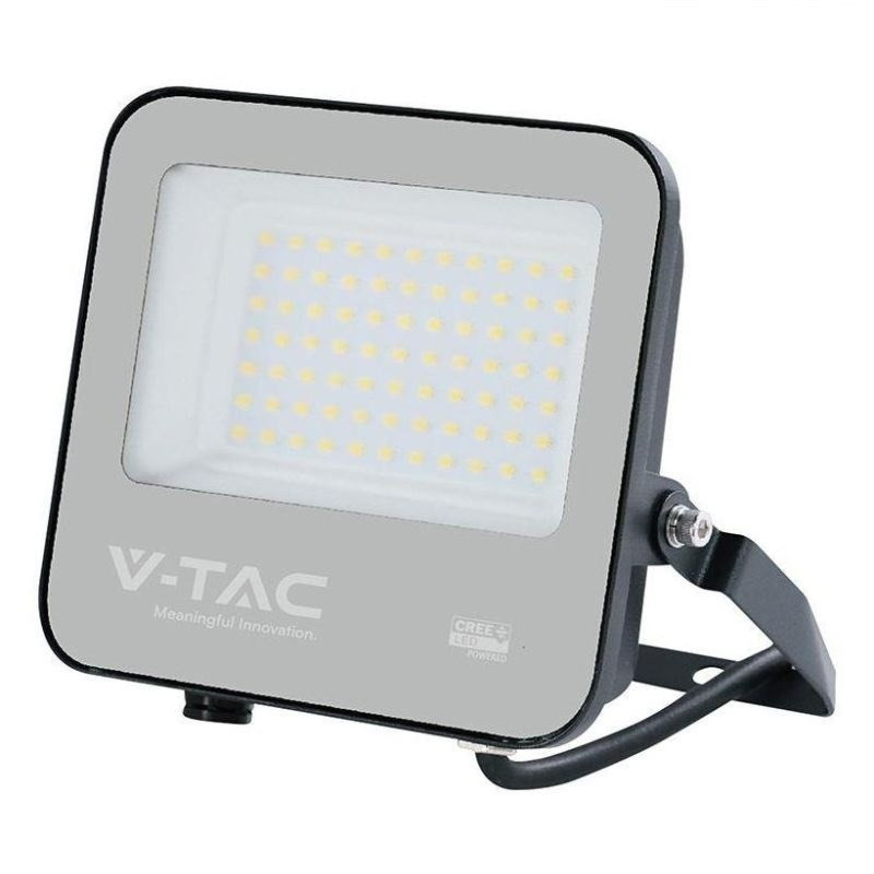 LED V-TAC 50W LED Floodlight CREE CHIP Black Body Grey Glass 6500K 135lm / W
