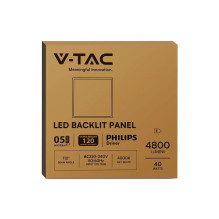 V-TAC LED Panel 40W PHILIPS Driver 600x600mm Backlit 120Lm / W 4000K