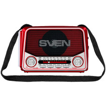 Garsiakalbis SVEN SRP-150, raudonas (3W, Bluetooth, FM / AM / SW, USB, microSD, žibintuvėlis, baterija)